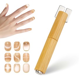 Cat Eye Magnet for Nails, Multifunctional Nail Art Magnet with Wooden Handle for Salon & Home Use, Professional Detachable Strong Tool for Gel Polish & Cat Eye Designs