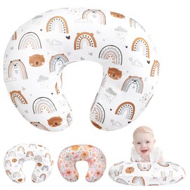 Baby Nursing Pillow Cover for Breastfeeding, Infant Removable Feeding Pillowcase Cute Pattern Newborn Slipcover Cushion Cover for Girls Boys 69 x 52cm (White)