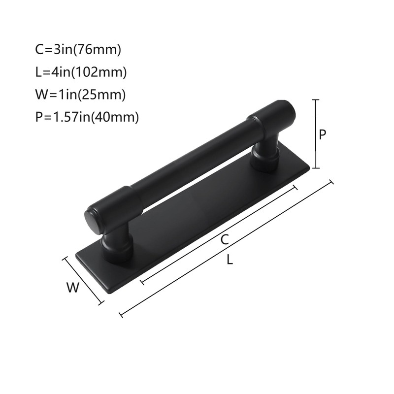 khtumeware 5 Pack 3 Inch(76 mm) Center to Center Black