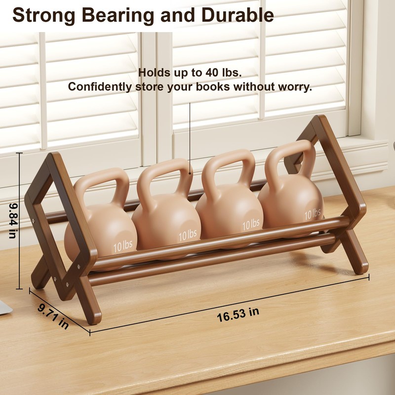 Aofure Premium Desktop Bookshelf, Bamboo Desk Bookshelf, Retro Brown Book