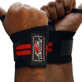 BeSmart Heavy Duty Wrist Wraps (Pair) ''Limited Deal''- Wrist Support Braces for Men & Women - Weight Lifting, Crossfit, Powerlifting, Strength Training (Red)