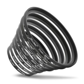 CELLONIC® Step Up Ring Filter Adapter Set: Lens Filter Thread Adapter 49 mm to 52 mm 55 mm 58 mm 62 mm 67 mm 72 mm 77 mm 82 mm, Metal Lens Hood, Filter Ring Kit Filter Thread Converter Adapter Ring