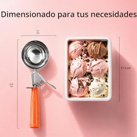 Restaurantware Met Lux - Cuchara para porciones de 8 onzas, 1 cucharada duradera para disher, gatillo para pulgar, color naranja, acero inoxidable, pa