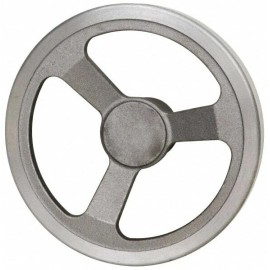 Jergens 3 Spoke Offset Handwheel, 8" Diameter 2" Hub, Unfinished Aluminum Alloy
