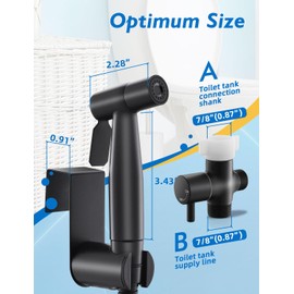 Black Handheld Bidet Sprayer for Toilet, Jet Sprayer for Toilet Muslim Shower, Adjustable Cloth Diaper Sprayer Bidets Attachment for Toilet, Toilet Sprayer for Feminine Wash，Matte Black