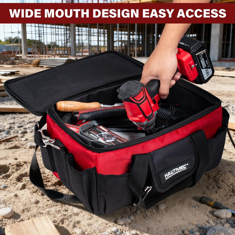 HAUTMEC 16-Inch Tool Bag, Heavy-Duty 1680D Tool Box with Padded