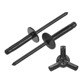 sourcing map 150Pcs 5/32"x3/4" Aluminum Large Head Tri Grip Rivets, Large Flange Tri Grip Rivets for DIY, Sheet Metal, Automotive Repairs, Furniture, Marine Boat (Black)