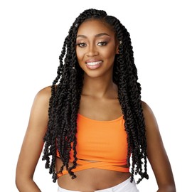 Sensationnel Lulutress crochet braiding hair - 3x fluffy passion twist 20 inch pre made diy all kanekalon synthetic locs twists (1 pack, SM99J/BG)