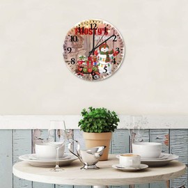 Clock Wooden Hot Chocolate Indoor Clocks Battery-Powered with Quartz Movement Arabic Numbers Party Home Kitchen Coffee Shop Decoration Round Clock 12 inch