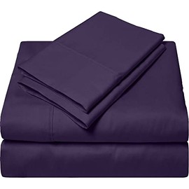 Symphony 3 PC Set Microfiber Hospital Bed Sheet Set Twin Sheets for Hospital Bed - Fitted Sheets for Massage Table, Home, Air Bnb Essentials, Dorm Decorations - 8 Inch Drop (Plum)