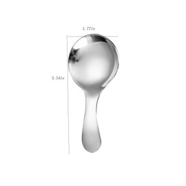 6 Pcs Stainless Steel Short Handle Thickened Small Round Spoons For Honey Candy Coffee Tea Salt Jam and Mustard - Ice Cream Dessert Spoon (D Silver)