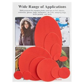WILDREEDS 12Pcs Down Jacket Repair Patches, Waterproof Self-Adhesive, Pre-Cut, Tear-Resistant Rip-Stop Nylon Patches for Jackets, Puffer Jacket, Tents-Red