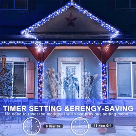 250 LED Blue White Christmas Lights Outdoor, 82ft Clear Wire Christmas Tree Lights 8 Modes, Plug in Waterproof Twinkle Fairy Lights for Indoor Christmas Bedroom Tree Decorations