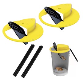 Mouse Trap, Humanized Mousetrap with Flip and Slide Lid, Trap Door Style, Auto Reset, Mouse Rat Traps for Indoor Outdoor Use, | 5 Gallon Bucket Compatible | Mouse Trap Bucket Lid (2 Pack)