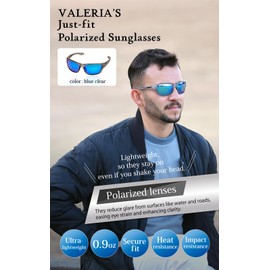 VALERIA Polarised Sports Sunglasses [Wind & Dust Protection] TAC Lenses Hard Case Included (Blue (Type2))