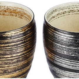 陶悦窯　金銀刷毛 ペア焼酎カップ(化粧箱) TC06-05