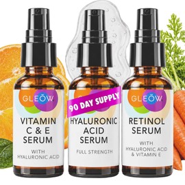 GLEOW- Suero facial con vitamina C, ácido hialurónico y retinol. Elaborado por dermatólogos y químicos cosméticos. Este kit para el cuidado de la...  
