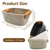 Small Woven Basket with PU Leather Handle, Cute Cotton Rope