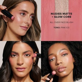 Nudestix Nudies Matte + Glow Core – Dual-Core Cream Blush Stick with Matte Color & Radiant Glow Balm for Cheeks, Eyes & Lips With Ceramides, Peptides & Vitamin E Pink Ice