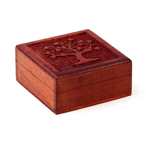 Puckator - Mango Wood Box with Carved Tree of Life