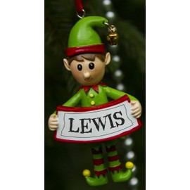 Boxer Gifts Lewis Elf Christmas Tree Decoration | Xmas Bauble Ornament Gift | One for The Whole Family, Ceramic, Multi-Colour, 8 x 4.5 x 2 cm