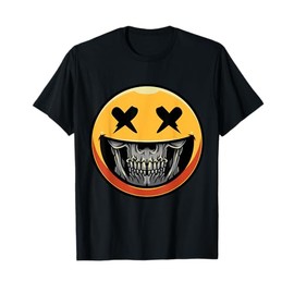 Cool Smile Face Skull - Smile Face Wear A Skull Graphic Fun T-Shirt