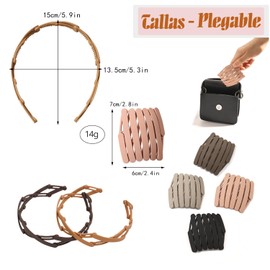 Diademas de moda，Diademas plegadas，Banda de pelo plegable antideslizante deportiva portátil，Diademas Decorativas Niñas，Gomas para el pelo fáciles de llevar（5ps）