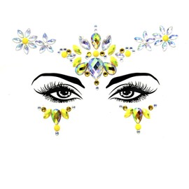 Nirbffo Shiny Face Decoration 3D Crystal Sticker Trendy Shiny Acrylic Drill Sticker 2Pieces