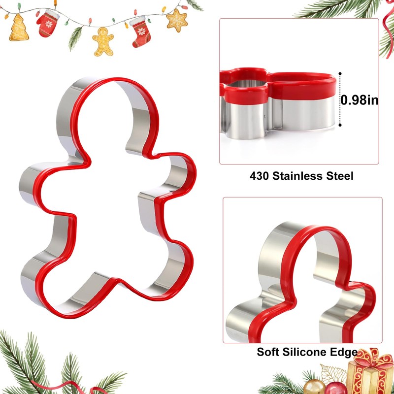 Gingerbread Man Cookie Cutters 3PCS, Stainless Steel Christmas Cookie Cutter