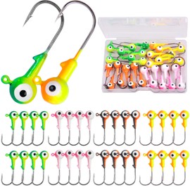 Shaddock Fishing Jig Heads Hooks, 32pcs Assorted Lead Head Jig Crappie Bait Bass Lures Jig Hooks for Freshwater Saltwater Fishing (1/32oz)