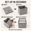 Foldable Fabric Storage Cube Bin with Metal Handles, Gray