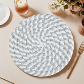 Trivets for Kitchen Worktops, Genumix Non Slip Round Table Mats, Hot Pot Holders Cup Insulation Mat, Woven Coaster Trivet Mats, Coasters Set of 6 for Kitchen 20cm