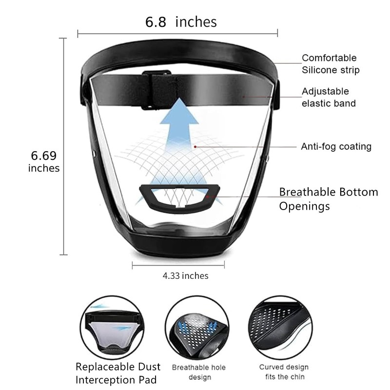 ascavs Full Face Shield for Woodworking & Yard Work, Clear