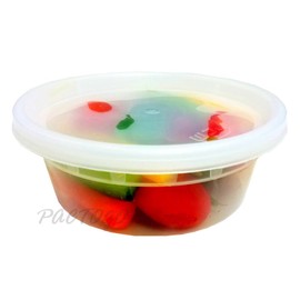 PCM 8 oz. Heavy Duty Round Deli Food Soup Plastic Container w/Lid 100% BPA Free (Pack of 12 Sets)
