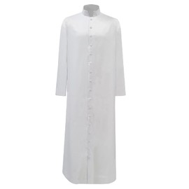 MYAYD Unisex Roman Altar Server Cassock Robe Clergy Pulpit Liturgical Vestments Church Uniform Catholic Robe(XL, White)