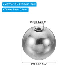 PATIKIL Nuts Button 2 Pack M4 Internal Thread 15 mm AD 304 Stainless Steel Round Ball Screw Cap Cover for Lighting Furniture DIY Decoration Silver