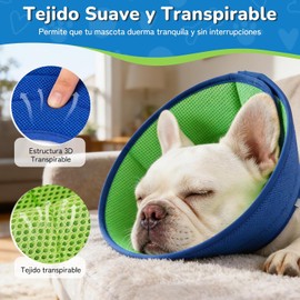 Collar Isabelino para Perros y Gatos, Cono para Perro, Ajustable y Extraíble, Suave con Malla Tejida, Evita Rasguños Mordeduras Lamer, Protección Heridas Post Cirugía, Talla 7 para Labrador (S)
