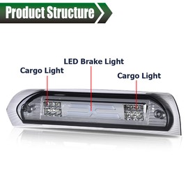 GRAND ORANGE LED 3rd Brake Light Compatible with 2002-2008 Dodge Ram 1500/2003-2009 Dodge Ram 2500 3500 Cargo Light High Mount Lamp Smoke Lens Chrome Housing