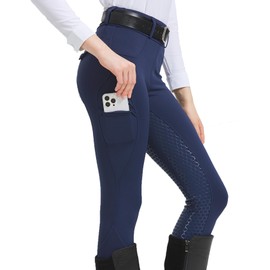 THWSXHFF Women's Breathable Equestrian Sports Pants, All Silicone Equestrian Pants (US, Alpha, Large, Regular, Regular, Standard, Blue)