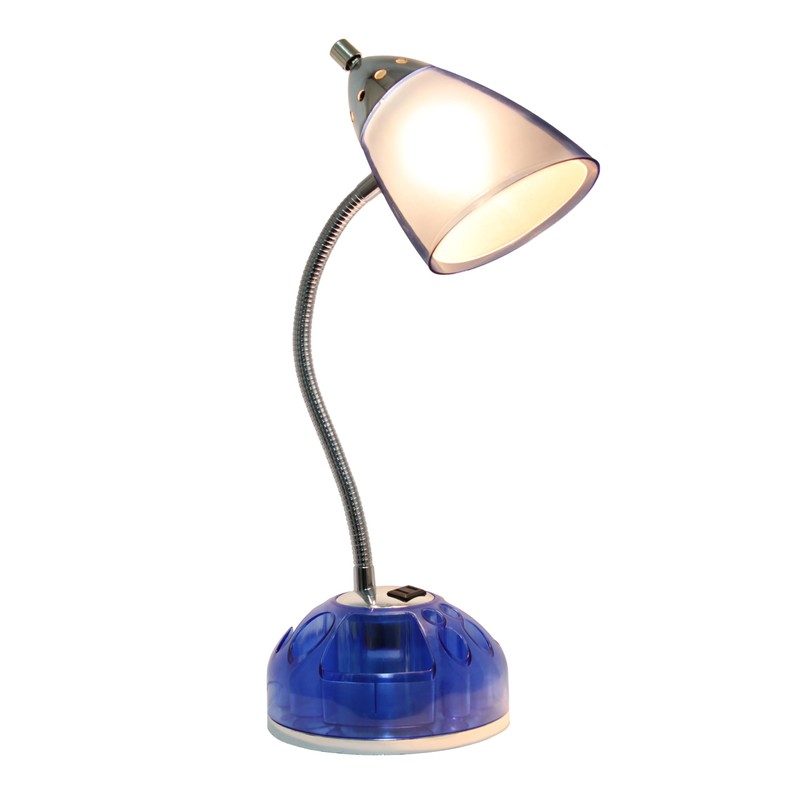 Simple Designs LD1015-CBL-LB 19.5" Flossy Organizer Desk Lamp with Charging