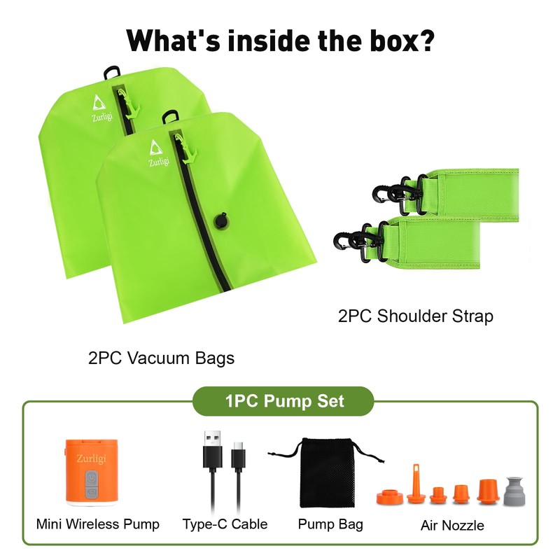 Zurligi Vacuum Bags for Travel with Pump, Vacuum Compression Bag