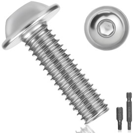 Pack of 25 Rounded Head Screws M6 x 40 Stainless Steel Screws A2 V2A Flat Head Screws ISO 7380 Rounded Head Screws Rustproof Screws Threaded Screws Full Thread with Flange, Hexalobular and Hex Key