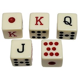 Cyber-Deals Set of 5 Spanish Poker Dice (Ivory) Cubilete Dados Cubanos
