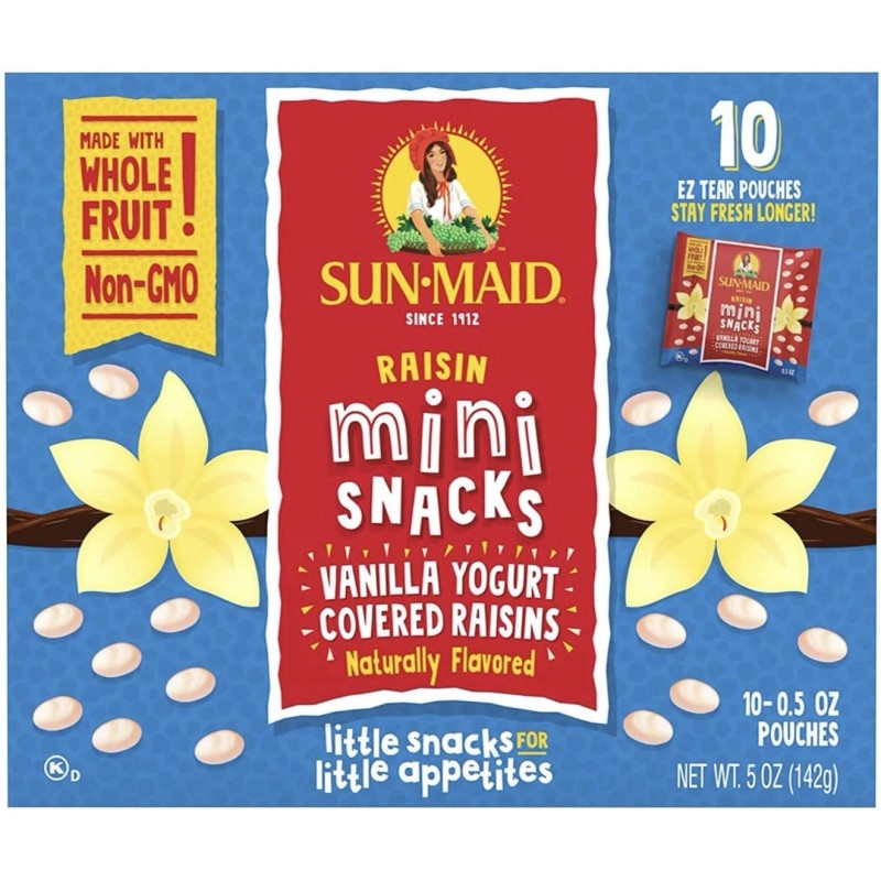 Sun Maid Vanilla Yogurt Covered Raisin Mini Snack Packs 80