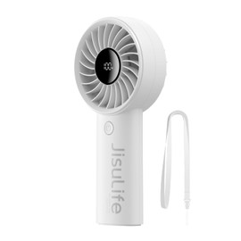 JISULIFE Handheld Portable Fan, Stronger and Longer-Lasting: 5 Speed, 5000mAh Battery, 12-Blade Turbo For Powerful Wider Wind, LED Display, Rechargeable Personal Fan for Travel Concerts Makeup-Gery