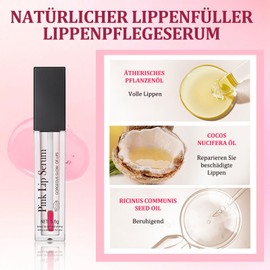 Shefave Pink Lip Serum, Colour Changing Lip Oil, Natural Lip Plumper, Pink Essence Lip Gloss, Lip Serum Liptint, Moisture and Reduces Fine Lines, Repair Lip Oil (Pink, M-2 Pieces)