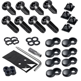 Hoewina Anti Theft License Plate Screws Kit, 8 Sets Stainless License Plate Screws, Anti-Rattle & Rust-Proof Bolts for Securing License Plates Frames or Covers on Cars, Trucks, SUVs (Black)