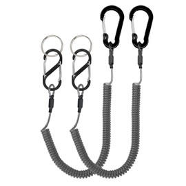 Lix&Rix Curl Cord Spiral Cord Double Hook S-Shaped Carabiner with Double Hook for Safety Strength 6kg (2 Pack) Black