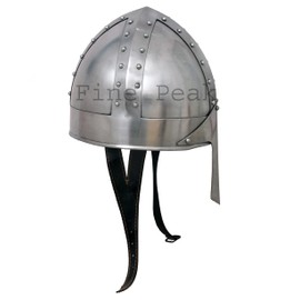 Fine Peak Medieval Nasal Norman Helmet - Silver Reenactment, LARP and Cosplay Armor for Viking, Knight and Spartan Costume