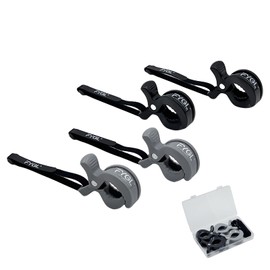 FYGL Set of 4 Blanket Clips with Elastic Belt and Storage Case for Baby Strollers, Cribs, Blankets, Towels, Multi Clips - Black & Grey Set